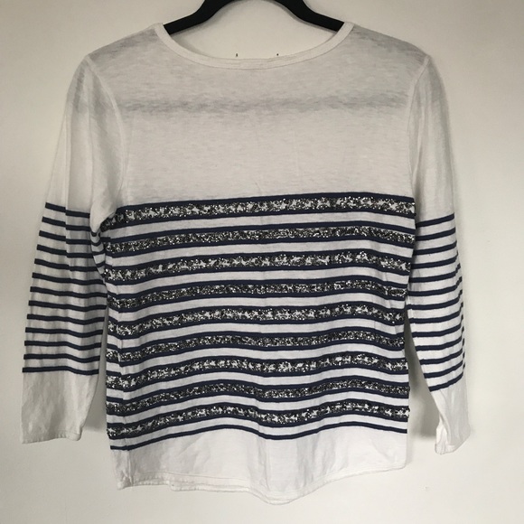 Striped sequined 3/4 sleeve top - Picture 6 of 8